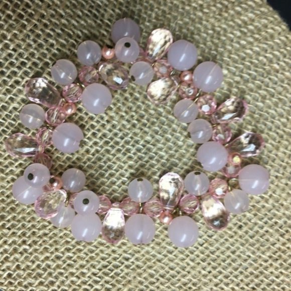 Stretch Bracelet Barbie Pink Frosty Round Translucent Faceted Silver Soft Girl - Picture 1 of 3